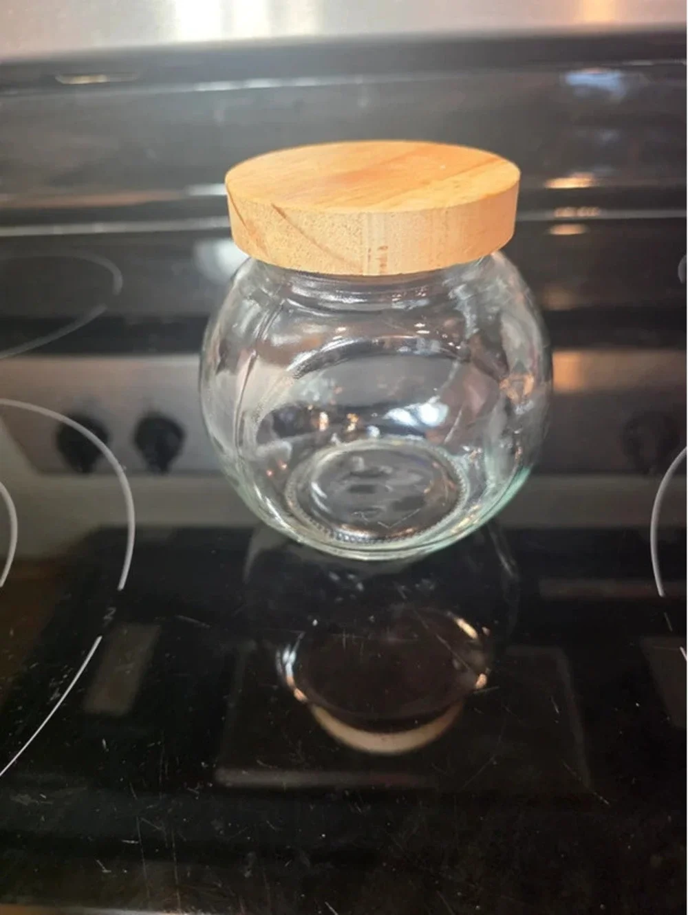 Small Glass Storage Jar with Wooden Lid